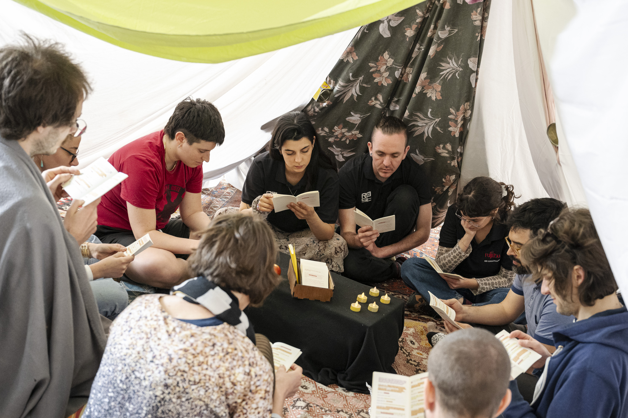 Art Meets Radical Openness Festival – Linz, Austria - May 2024 - Reading Act 2 and Act3 in the tent